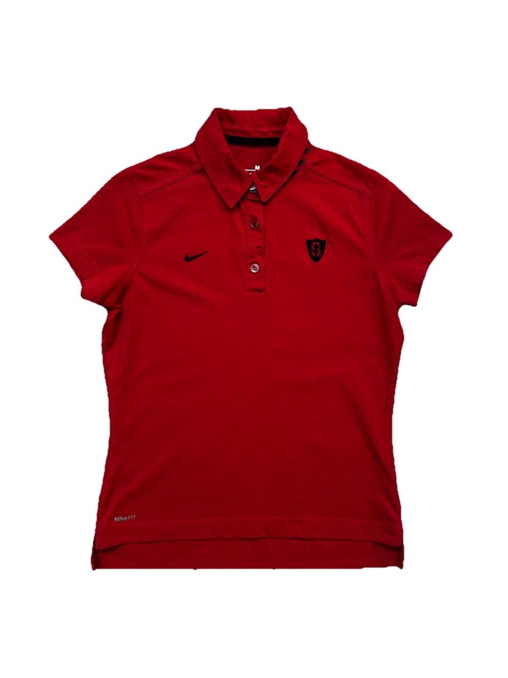Nike Women's Medium Red Stanford Cardinal Polo Shirt Y2K Vintage Retro 2009 EUC